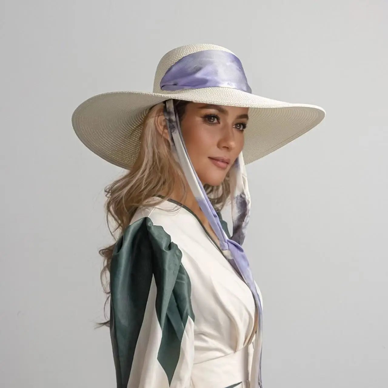 

Paper Straw Wide Brim Floppy Hat With Ribbon Tie Women Summer Straw Hat