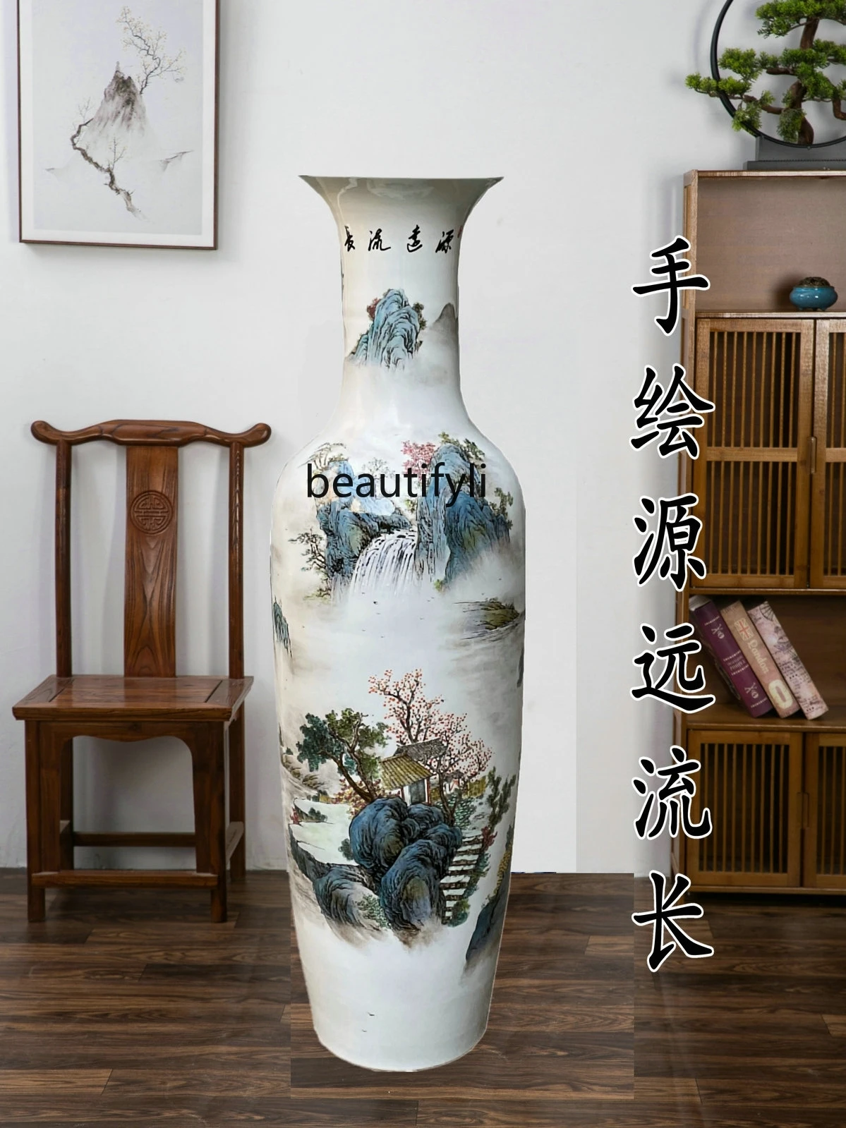 Floor Vase Jingdezhen Ceramics Hand Painted Living Room Decoration Chinese Style Ornaments