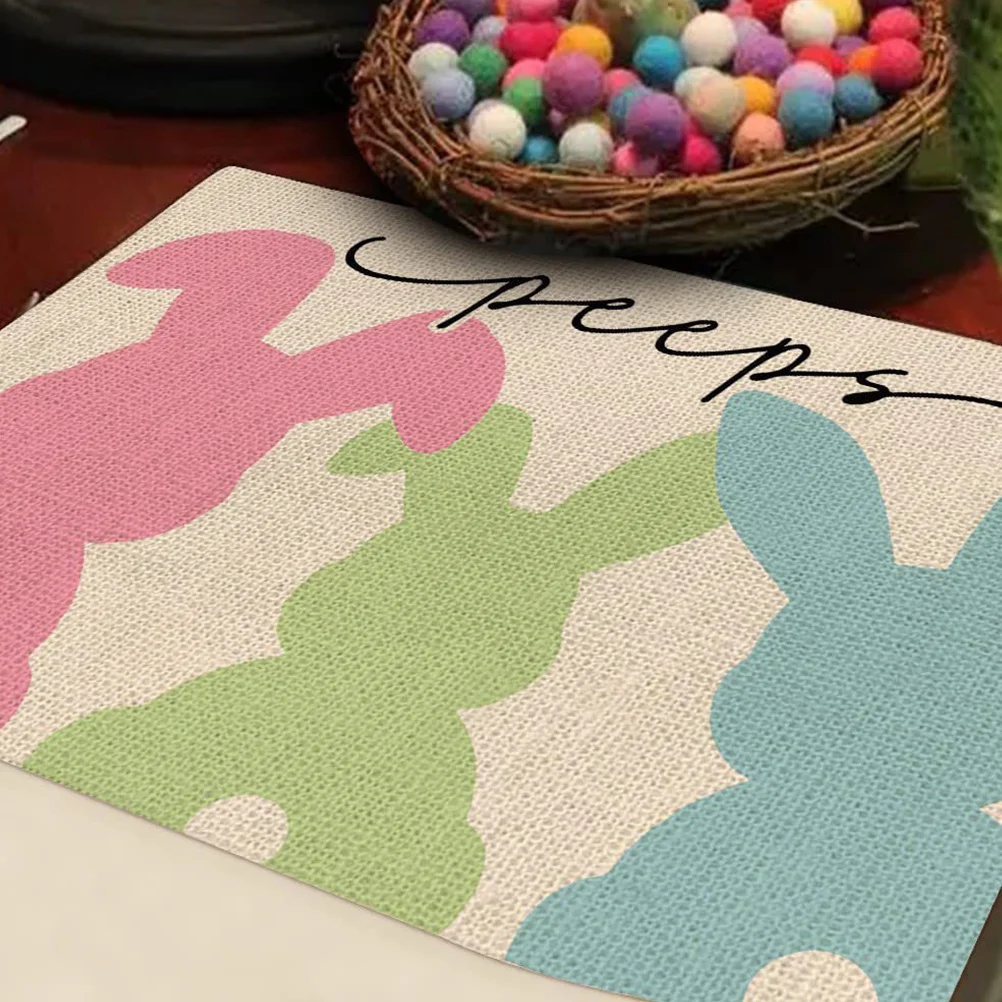 

1Set Easter Placemats and Table Runner Stylish Pattern Heat Resistant Non Slip Dinner Mats for Home Dining Room Cafe Restaurant