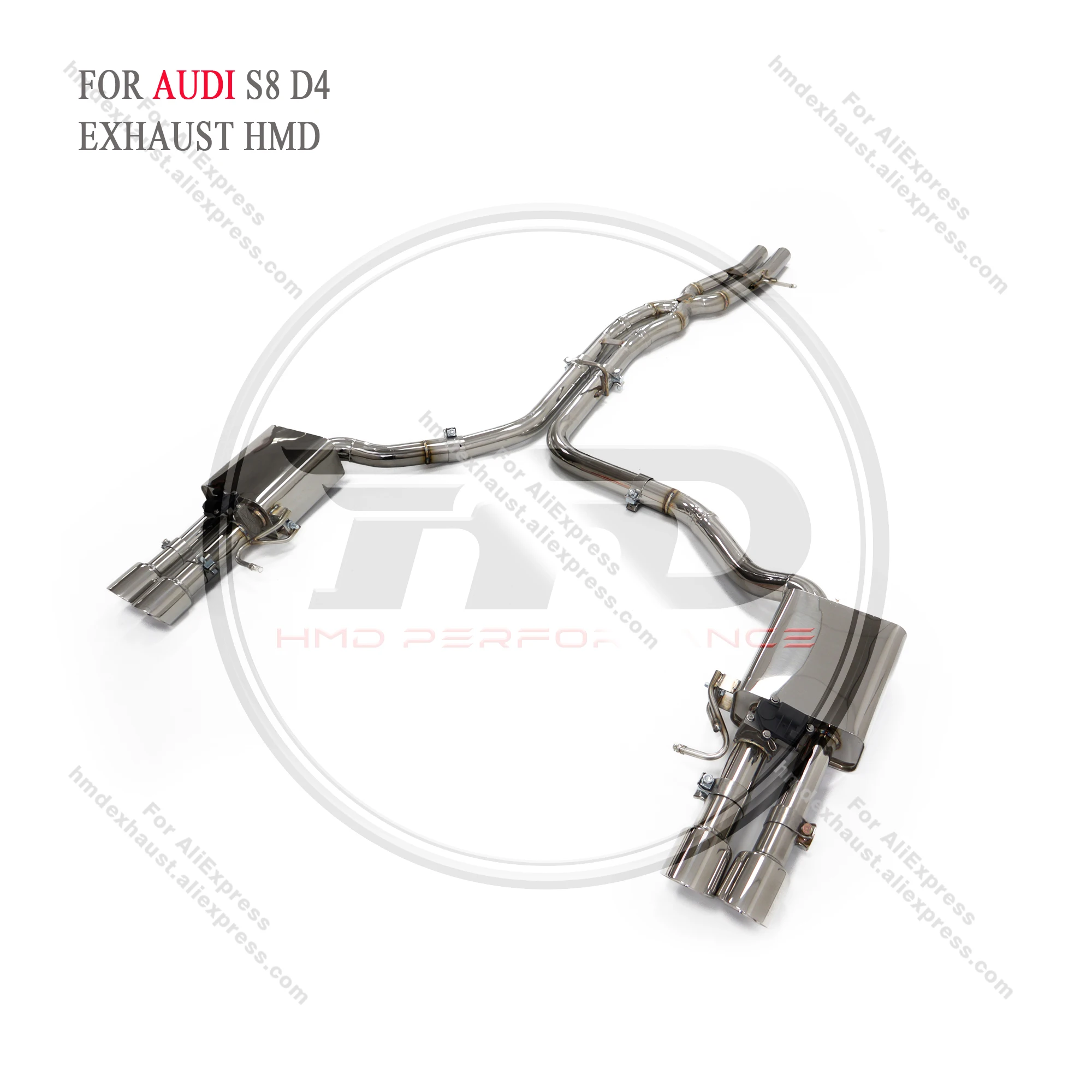 HMD Stainless Steel Exhaust System Performance Catback for Audi S8 D4 4.0T Electronic Valve Muffler With Front Pipe