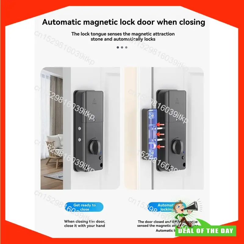 BAAY Tuya Smart Invisibles Door Lock 13.56Mhz IC Card Access Bluetooth No-Drill Motorized Keyless Entry For Wooden Doors