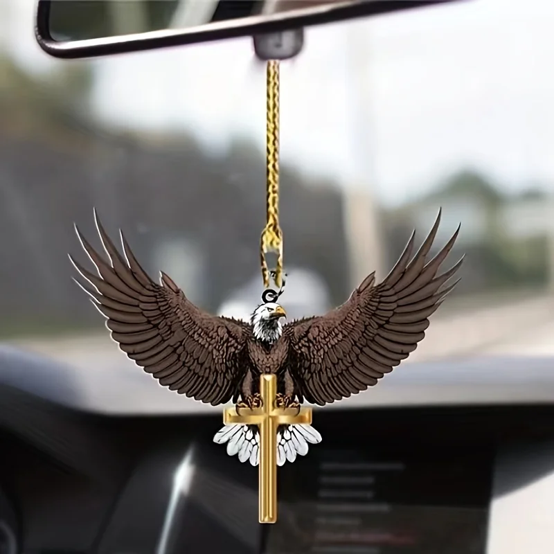 

1pc eagle Jesus Cross Car Pendant Car Rearview Mirror Hanging Ornament Christmas Tree Ornament Pendant For Car Decoration