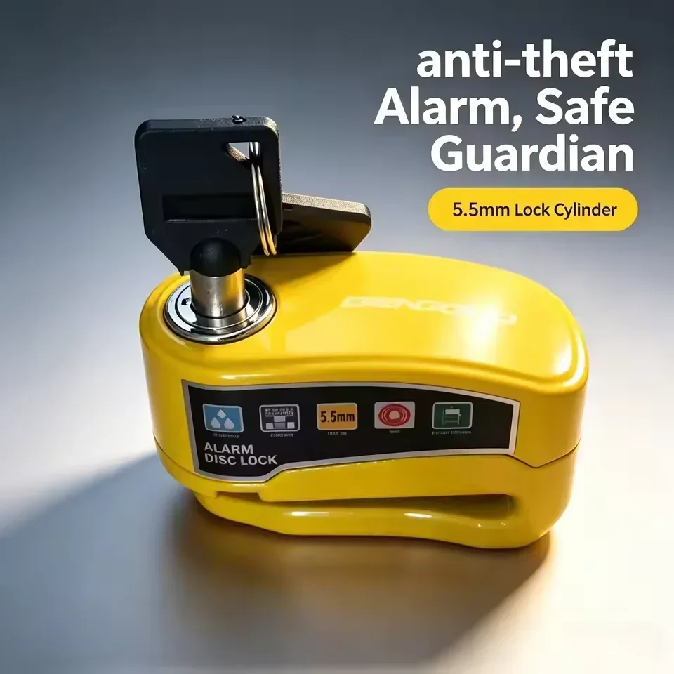 Motorcycle Alarm Disc Lock Alarm Protection Padlock Waterproof Brakelock with Reminder for Anti-Theft Scooter Bike Parts