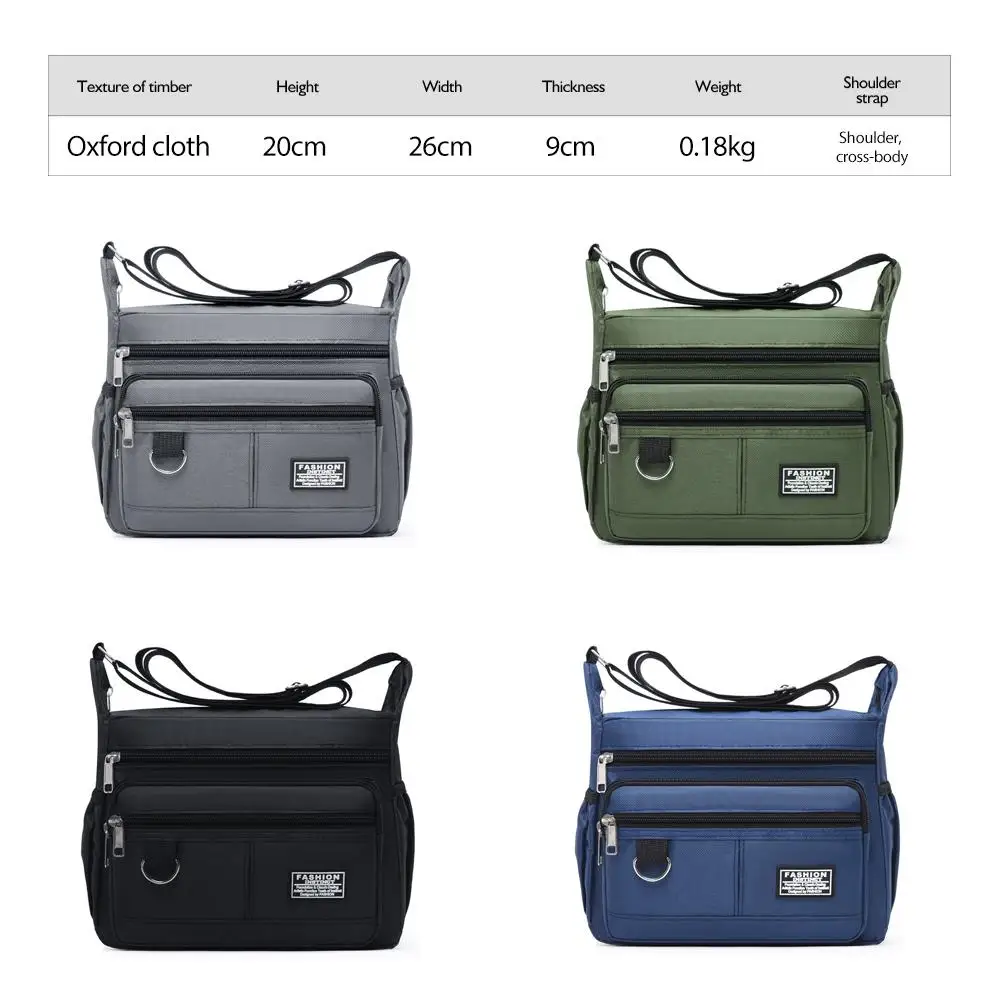 Men's Shoulder Bag Backpack Oxford Cloth Waterproof Wear-resistant Fashion Business Casual Crossbody Bag Multiple Pockets