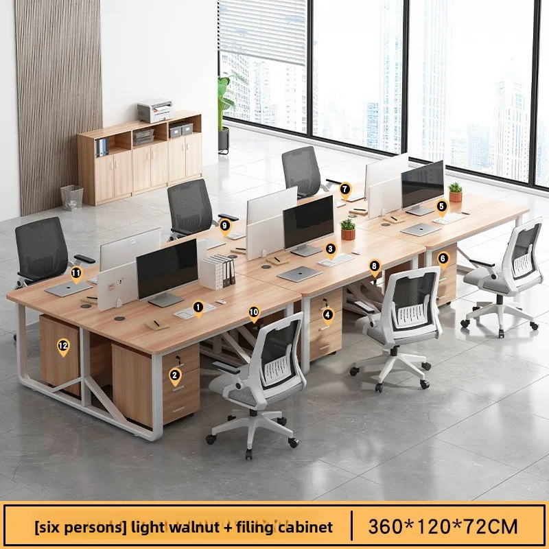 

Office desk and chair combination two-person workstation commercial office workbench staff computer desk