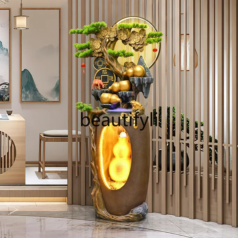 60.Alpine flowing water ornament rockery waterscape Fulu gourd living room decoration flowing water ornament