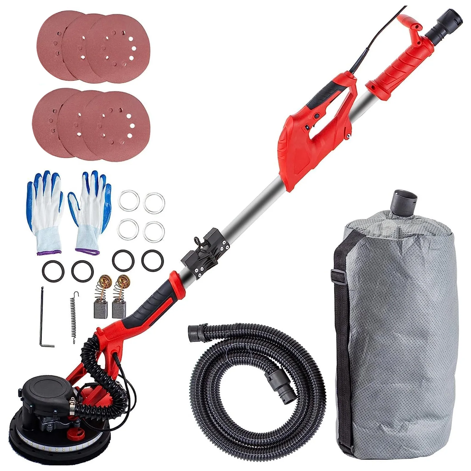 SucceBuy 850W Drywall Sander Variable Speed 800-1750 RPM Electric Drywall Sander Foldable Sheetrock Sander with Telescope Handle