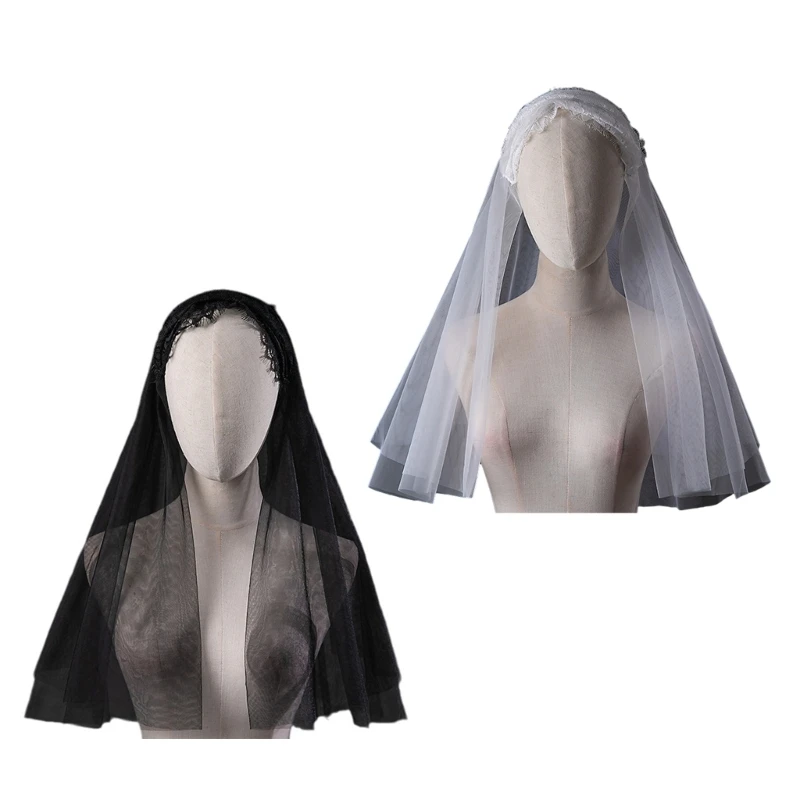 

Traditional Lace Veil for Wedding Bridal Latin Mass Headscarf Veil for Women Catholic Church Mantilla Veil Head Covering