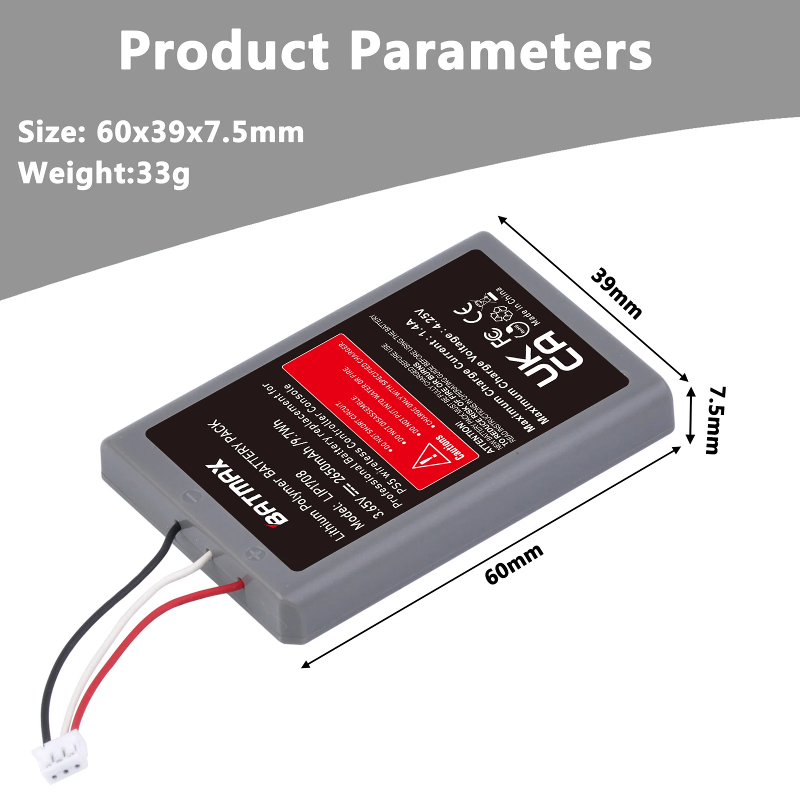 Batería del controlador PS5 Batmax, reemplazo para Sony PlayStation 5 LIP1708 Dualsense, controlador inalámbrico de CFI-ZCT1W de 2650mAh, CFI-ZCT1J