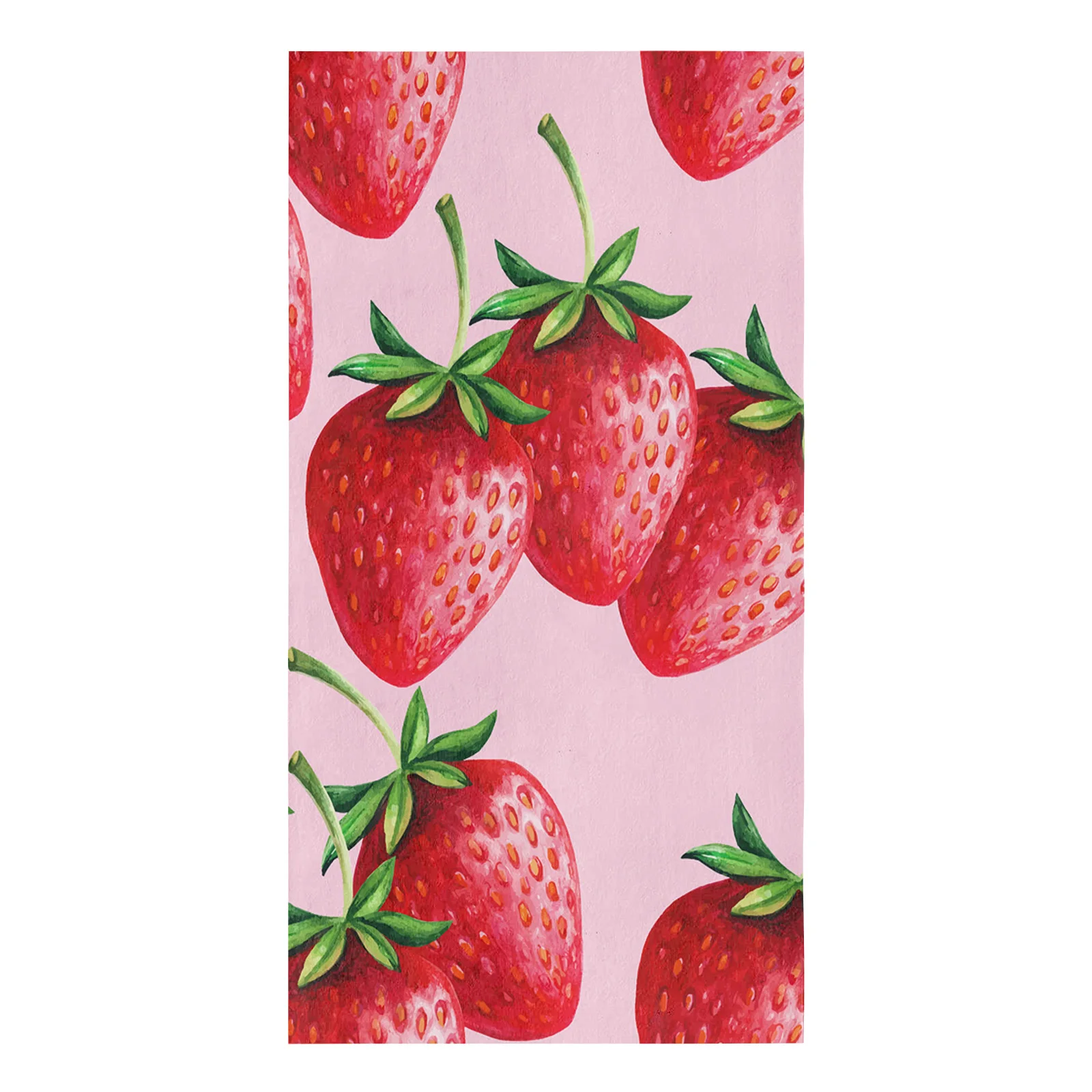 Toalla de microfibra para secado a mano, juego de paño de limpieza para baño, estampado de frutas y fresas, 45x75