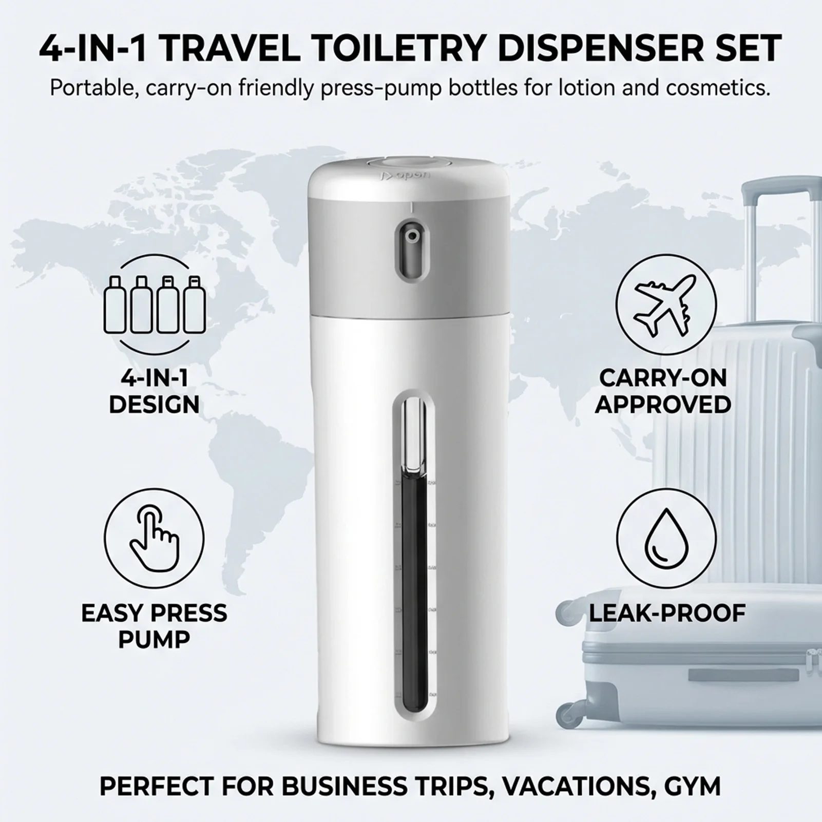 4 In 1 Travel Liquid Dispenser Split Bottle Shampoo Lotion Shower Gel Soap Bottle Empty Sub-bottle Press Container Bottles image 5