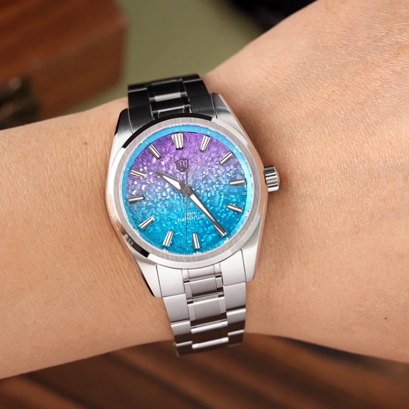 Watchdives WD0003C Quartz Watches 38Mm Purple Blue Ice Crack Dial VH31 Movement AR Sapphire 10Bar Waterproof BGW9 Wrist Watch