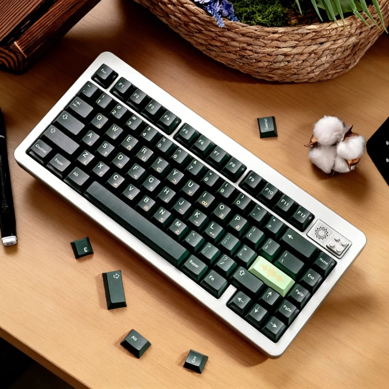

Mint Candy Ohm Keycaps Custom Dark Green PBT Sublimation Cherry Profile Key Caps Mechanical Keyboard Suitable for 61/68/87/104