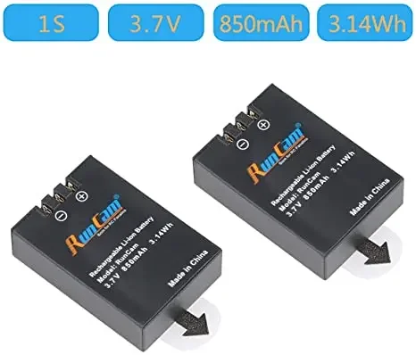 Runcam 2 3S Battery 1S 850mAh 3.7V Removable Camera Battery for  Lite Scope Cam 4K Rechargeable Li-Ion Batteries