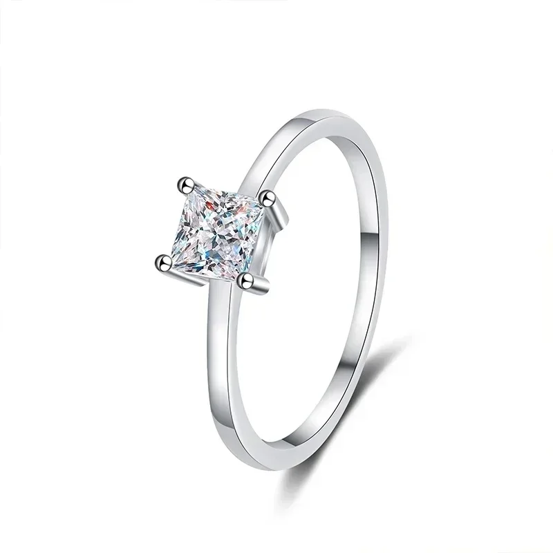 NeeTim 0,6 Karat Prinzessin Moissanit Verlobungsring Damen Antrag Brautringe Sterling Silber Ehering mit Zertifikat