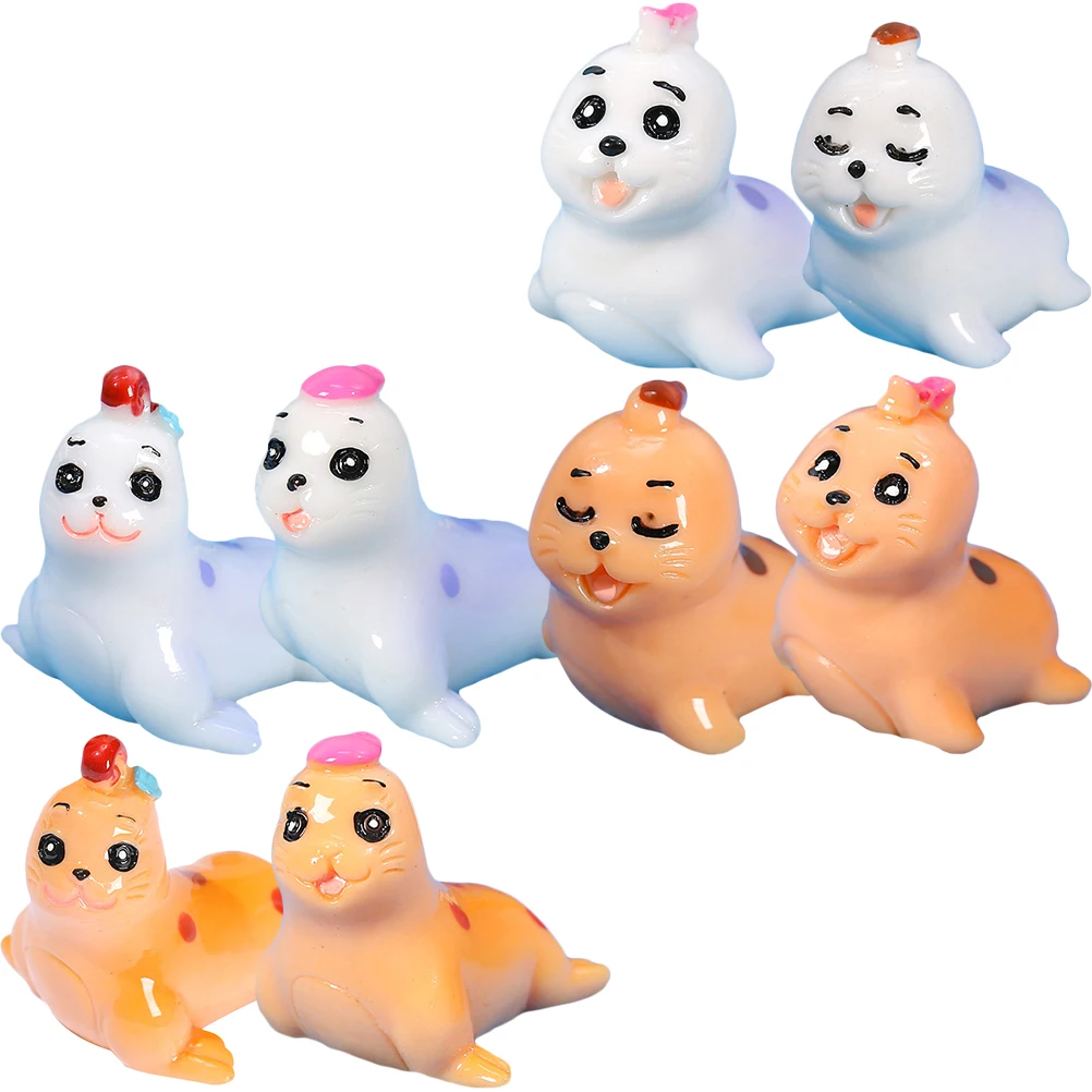 

8pcs Sea Lion Ornaments Resin Fish Tank Decor Fish Tank Supplies Aquarium Supplies Ocean Animal Figure