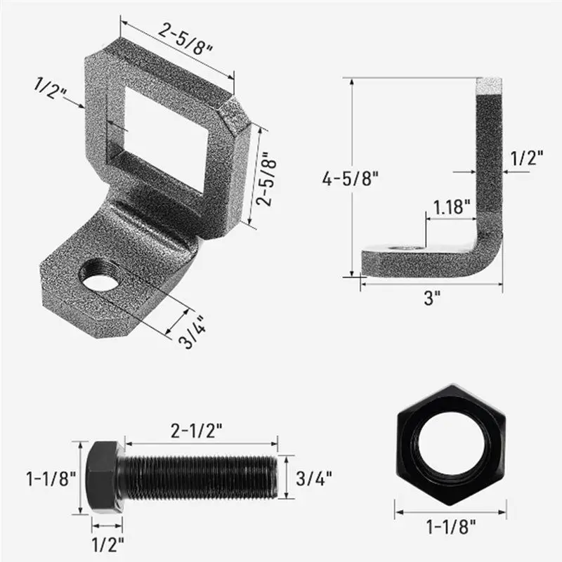 ABVJ-مشبك وصلة مضاد للخشخشة 2.5 بوصة، مثبت وصلة فولاذية شديدة التحمل، مسحوق مقاومة للتآكل مطلي #6