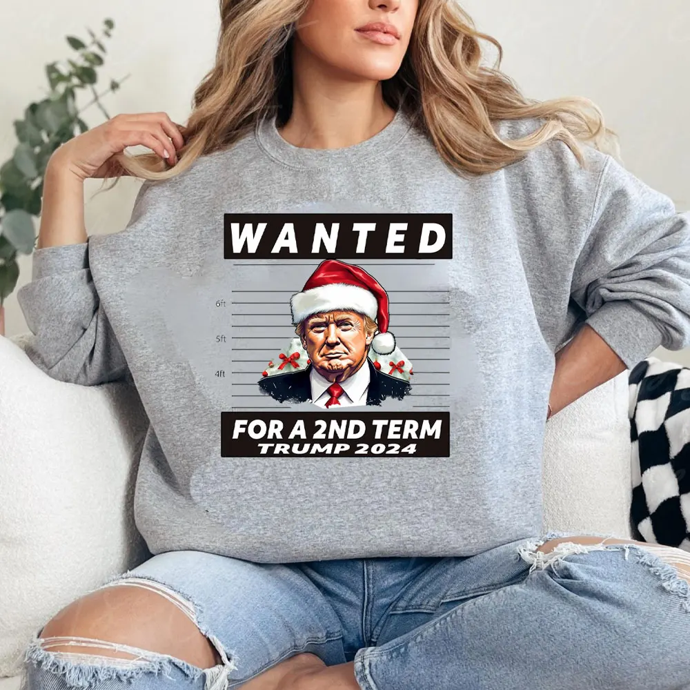 Wanted Trump Christmas Sweatshirts Women Y2k Clothes Funny Kawaii Clothes Autumn Tops Make America Great Again Hoodie Women