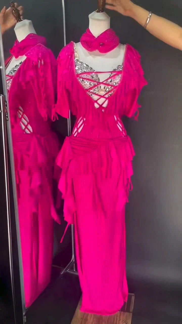 High-End Luxury Heavy Industry Long Skirt for Belly Dancer Adult And Child AB Stone Practice Race Dress Customized