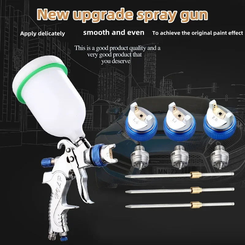 HVLP High atomization Spray Gun 600ml Cup 1.4Mm 1.7Mm 2.0Mm Gravity Airbrush nozzle needle for Painting Car Furniture Wall