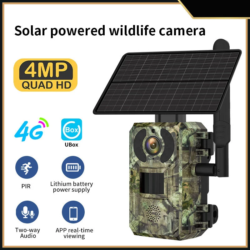 

4MP HD 14MP Solar Panel Trail Camera Infrared Night Vision Wildlife Monitoring Hunting Photo And Video Recorder