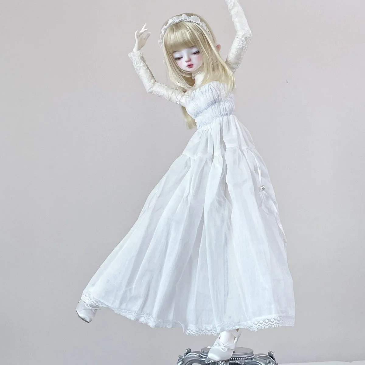 BJD doll clothes suitable for  1/4 size  Cute white skirt clothes suit doll accessories（4 points）