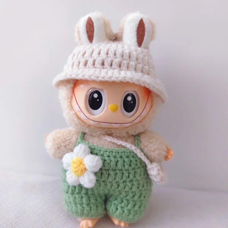 الملابس الكرتون لطيف محبوك وزرة طقم قبعات استبدال الفينيل دمى الملابس والاكسسوارات الملابس هدية ل 15 سنتيمتر Labubu V1 V2 V3 #4