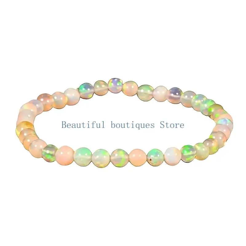 U4LF Beaded Wrist Bracelet Jewelry with Continuous Texture and Shifting Color Flashes for Everyday Outfit Styling and Gift