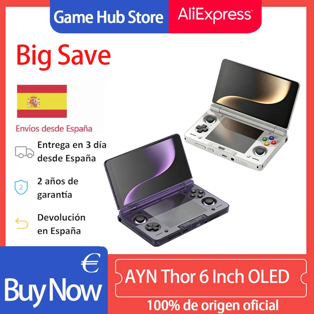 AYN Thor Consola de Juegos Portátil con Pantalla Dual OLED de 6'', CPU Qualcomm Snapdragon, Android 13, Batería de… — oferta en AliExpress