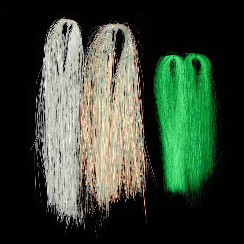 2packs Holographic Luminous Flashabou Tinsel Fishing Tying Material for Assist Hook Jigs Lure Streamer Flies