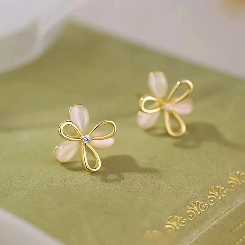 

Настоящее серебро 925, серьги-гвоздики с полыми цветами и растениями для женщин, классические ювелирные изделия, изысканные аксессуары