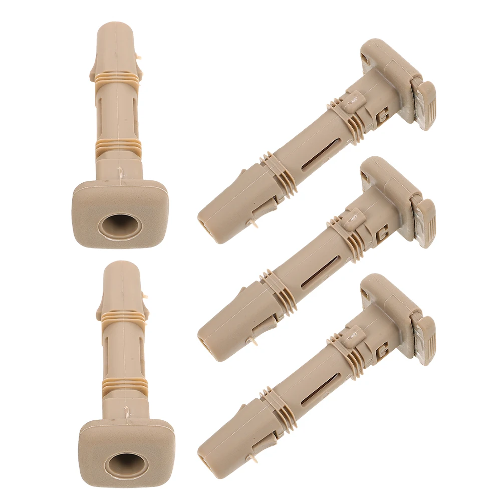 5 pcs Car Seat Headrest Accessories Plastic Guide Parts Beige Tube Adjustable Locking Design Comfortable Support Square Shape