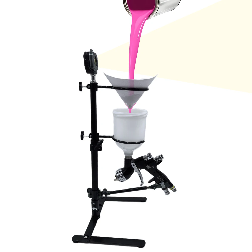 

Upgraded Adjustable Spray Gun Stand | with Paper Funnel Rack for Car Paint Sprayer | Storage Holder Bracket Accessories