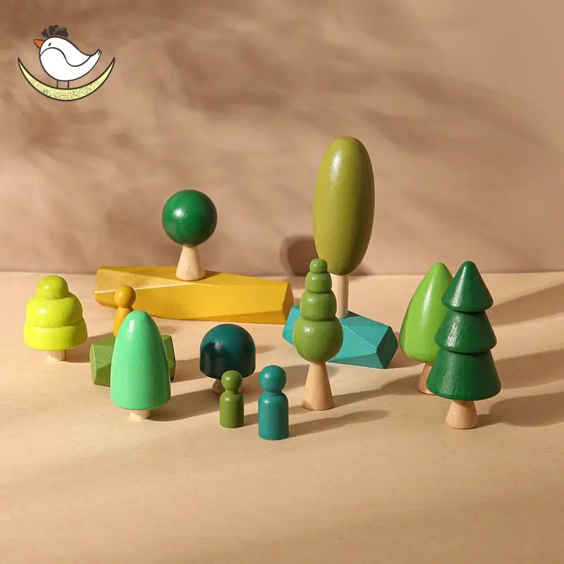 Houten Bos Macarons Montessori Speelgoed Nordic Baby Massief Houten Blok Bouw Speelgoed Waldorf Stapelen Stenen Blokken Montessorri