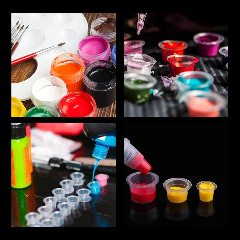 1000 قطعة TRO الوشم الحبر أكواب البلاستيك المتاح الصباغ واضح حامل غطاء الحاويات تجميل دائم الوشم التبعي