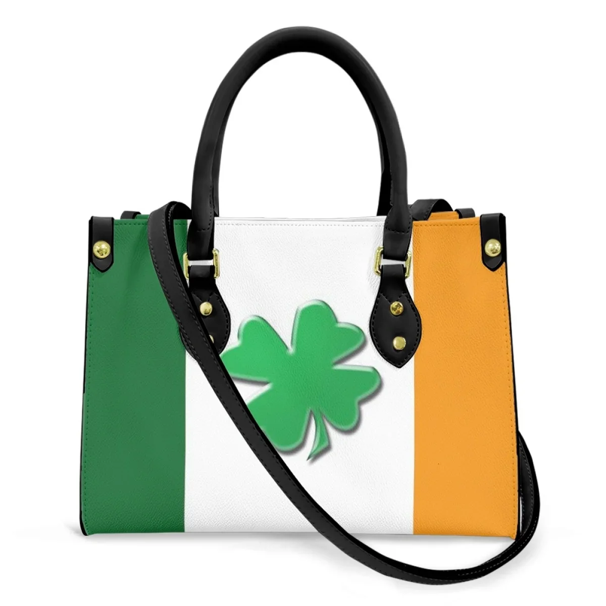 Irland Flagge Frauen Handtasche Glück Shamrock Pu Leder Damen Trage tasche Umhängetaschen Frau Luxus Umhängetasche für Teen Giurls