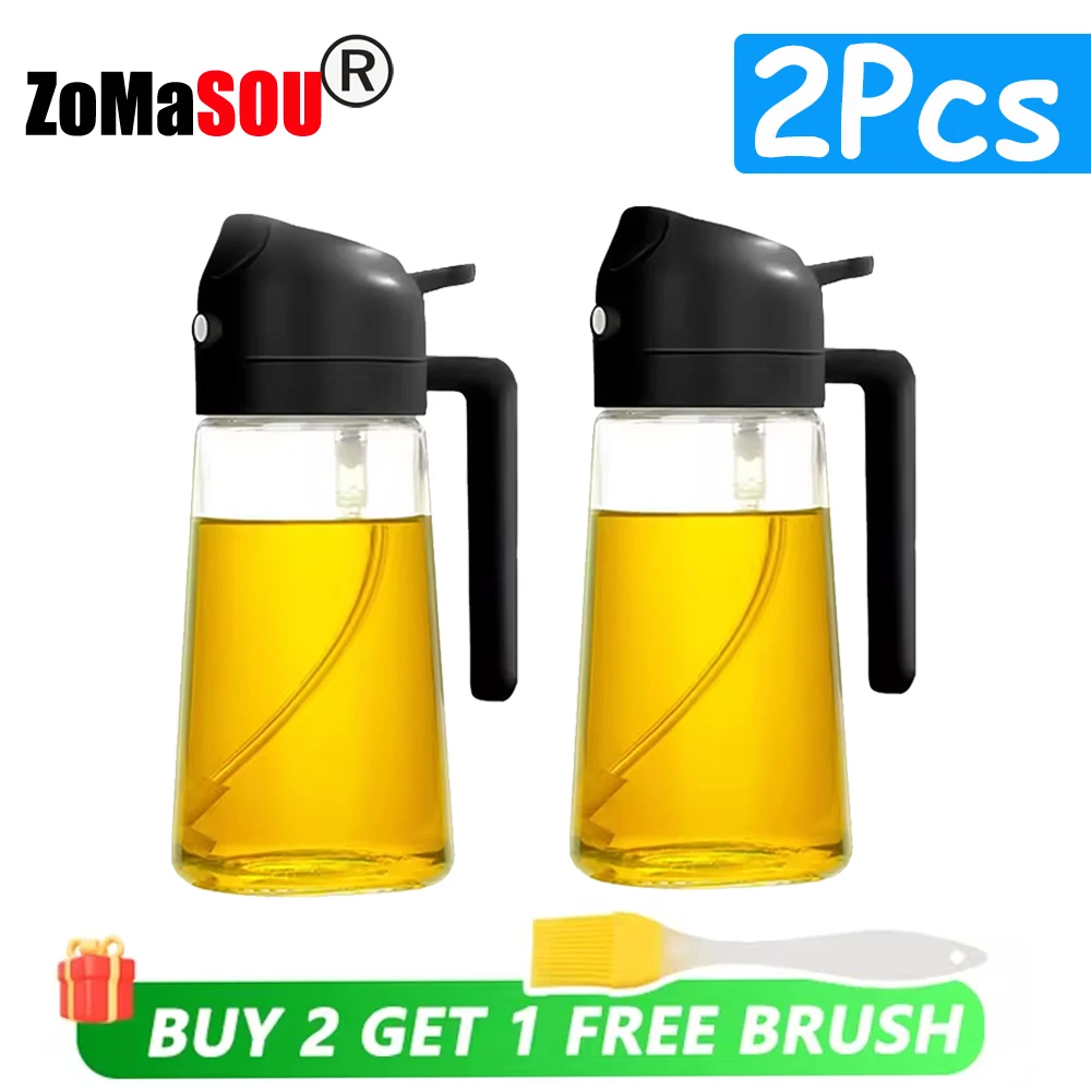 ZOMASOU 1-4 Stück 2-in-1-Sprühgerät, Ausgießer, Öl, leere Flasche, Kunststoff-Ölbehälter, Spender, Verdampfer, Küche, Grill, Camping, Kochutensilien 9