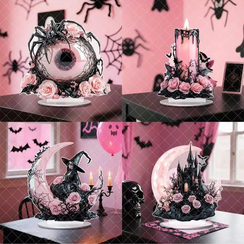 1PCS Halloween 4 Different Styles of Pink Statues Room Decoration With Base Para La Sala Decoration Perfect Gift Home Decoration