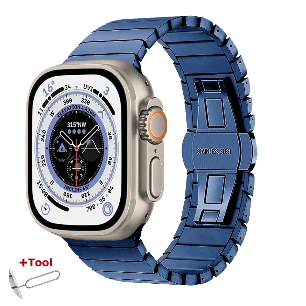Stainless Steel Strap for Apple Watch Band Ultra 2 49mm 46mm 42mm 45mm 41mm 44mm 40mm Metal Link Band for iWatch 10 9 8 7 6 5 SE