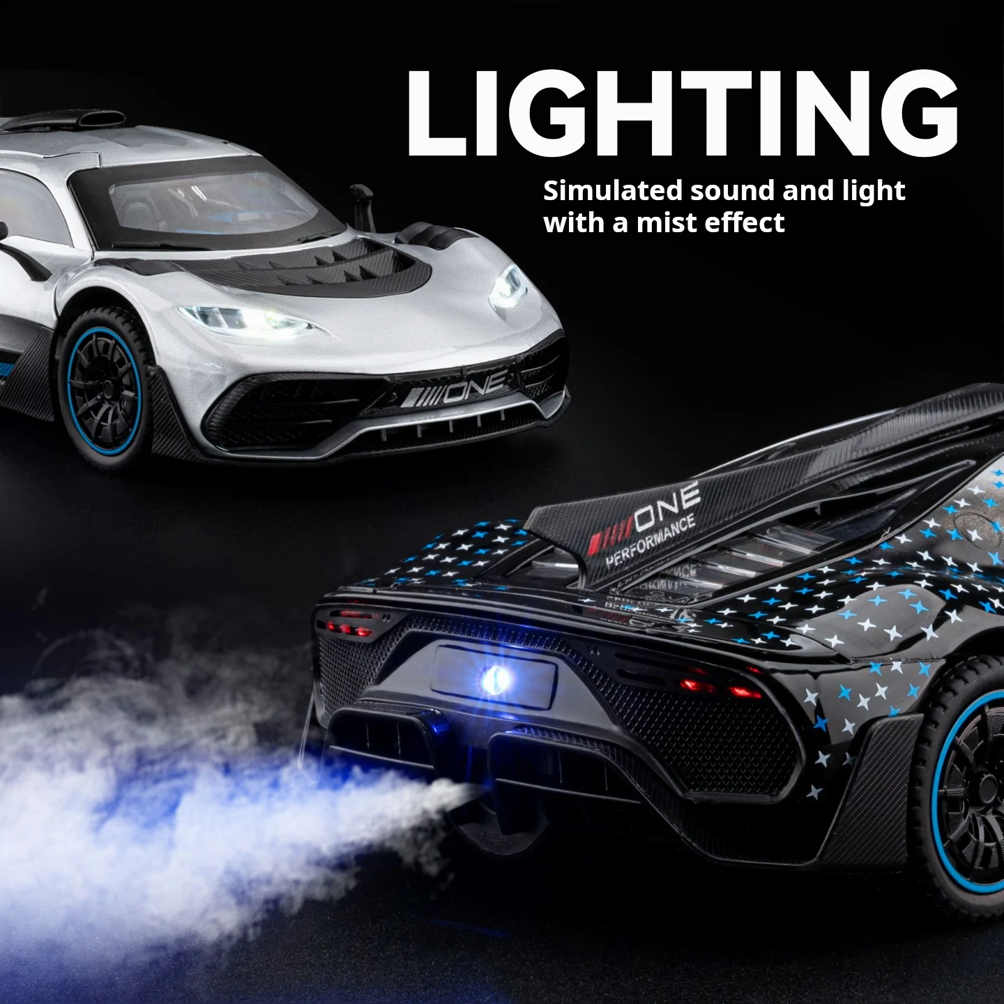 

1:24 Scale AMG ONE Supercar Exquisite Die-cast Collectible Model with Mist Spray Function Ideal Souvenir Gift Light & Sound