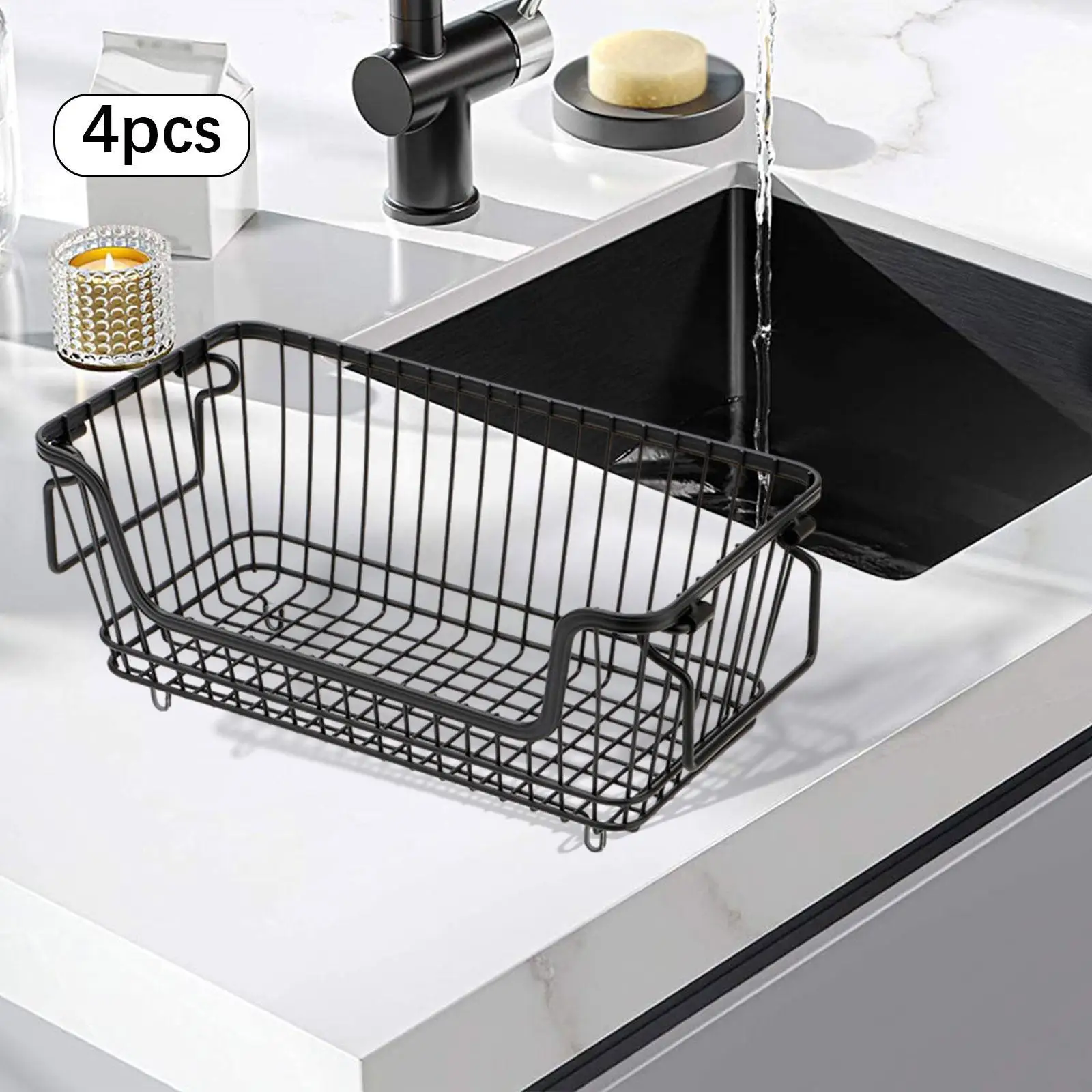 

4x Kitchen Storage Baskets,Pantry Storage Organizations, Stackable Kitchen Storage Racks, Countertop Fruit Baskets