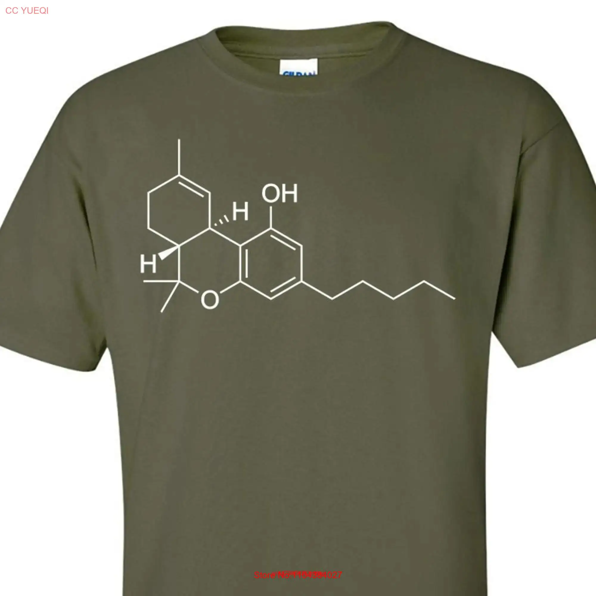 THC T Shirt Tetrahydrocannabinol Molecule 2D Skeletal Formula long or short sleeves