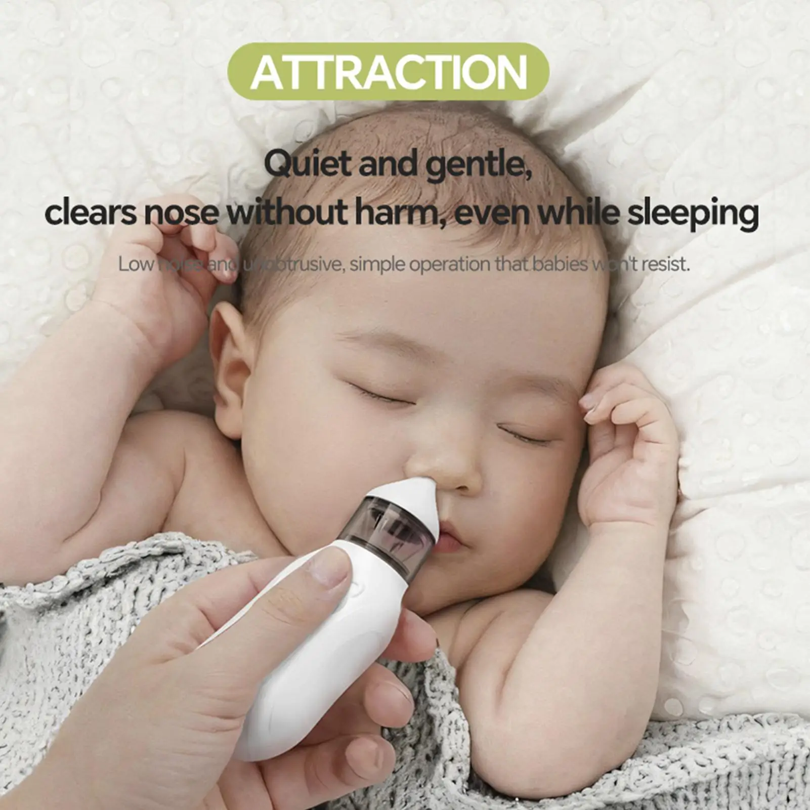 Electric Nose Sucker Rechargeable Booger Remover With Double Size Replacement Head Adjustable Suction Baby Nose Cleaner For