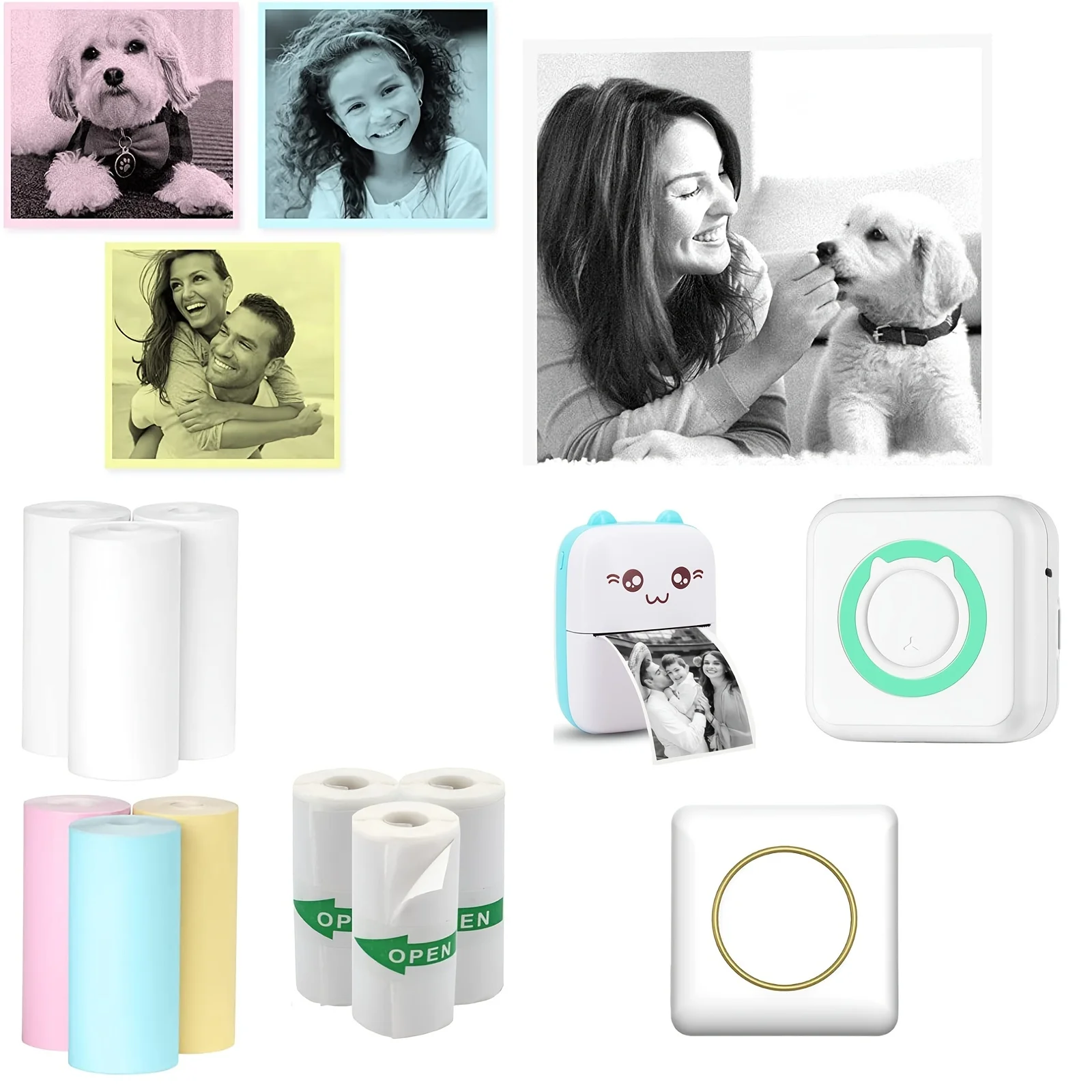 Mini Printer Paper 57mm Thermal Label Sticker Color Photo White Self-Adhesive Sticker Paper For Portable Pocket Mobile Printer