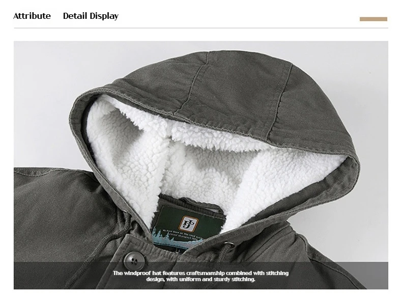 Kaltes Wetter im Freien, verdickt, winddicht, warm, für Herren, Baumwolle, gepolstert, mit Kapuze, Streetwear, modisch, lässig, Parka, Wintermantel – Detail 10