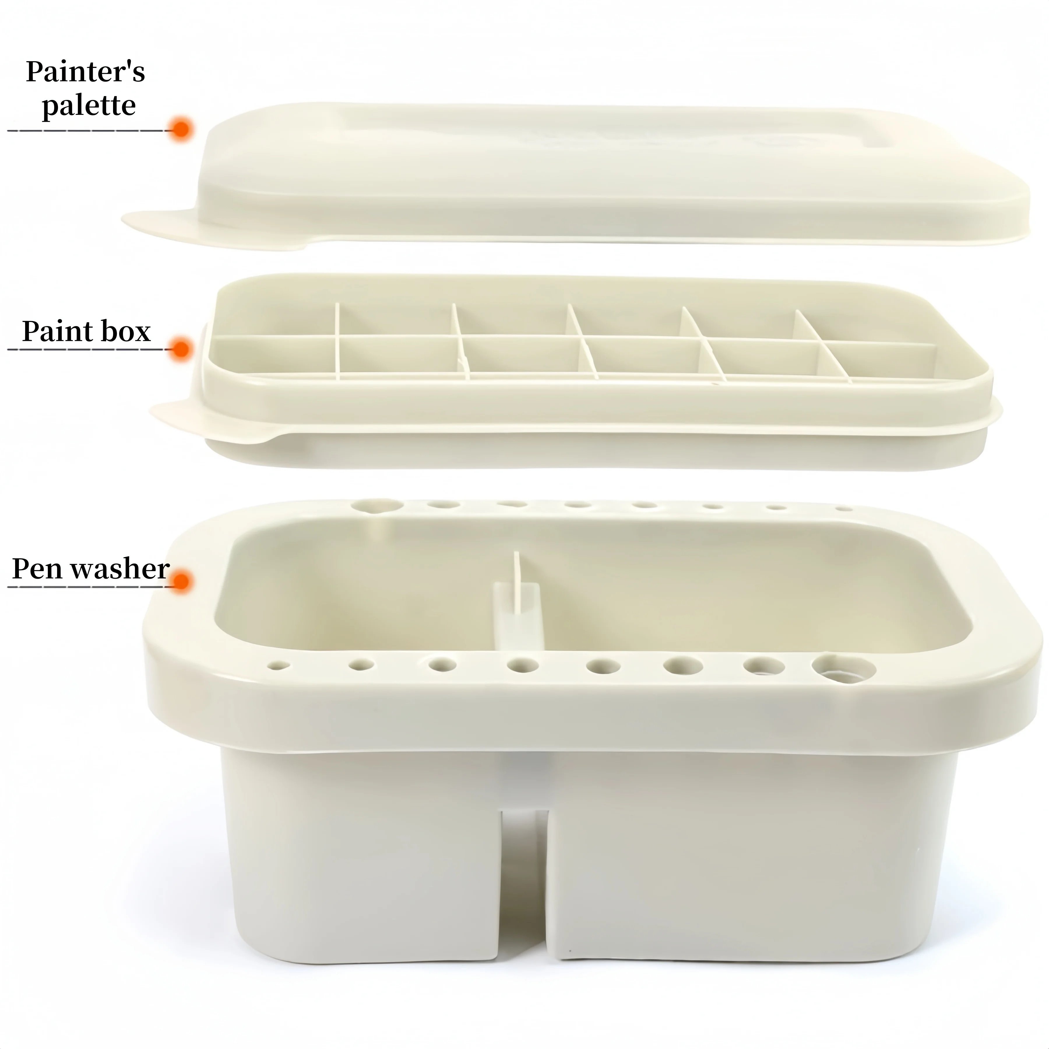 Multi-function pen wash bucket three-piece set with color palette bucket pen shaper can be illustrated pen hand wash pen palette