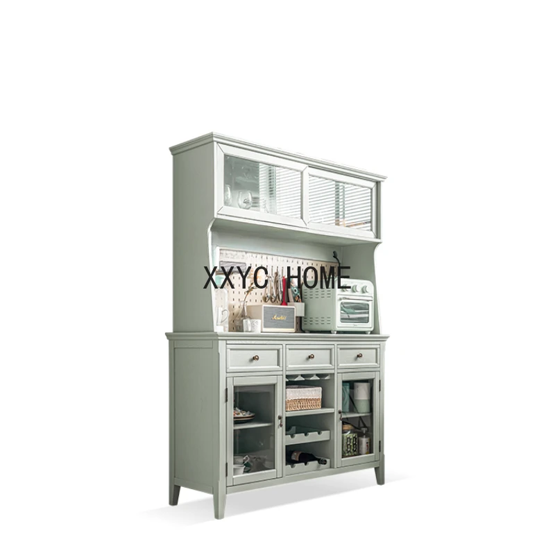 Solid Wood Sideboard Living Room Integrated Wall Tea Kitchen Bowl Cabinet Green Large Capacity Wine Cabinet