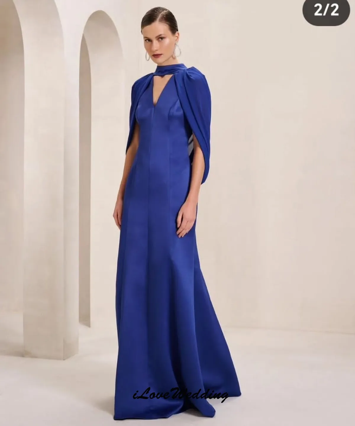 Indigo V-Neck Long Evening Dresses 2025 Satin Elegant Halter Women Party Dress Sweep Train With Jacket Formal Gowns Customized