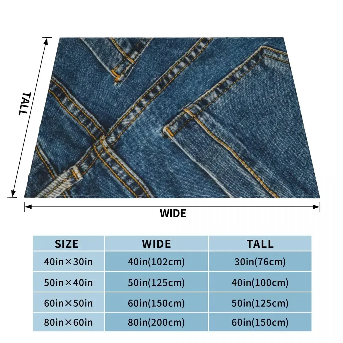 Diagonal two pocket I love bluejeans denim Throw Blanket funny gift Fashion Sofas Blankets