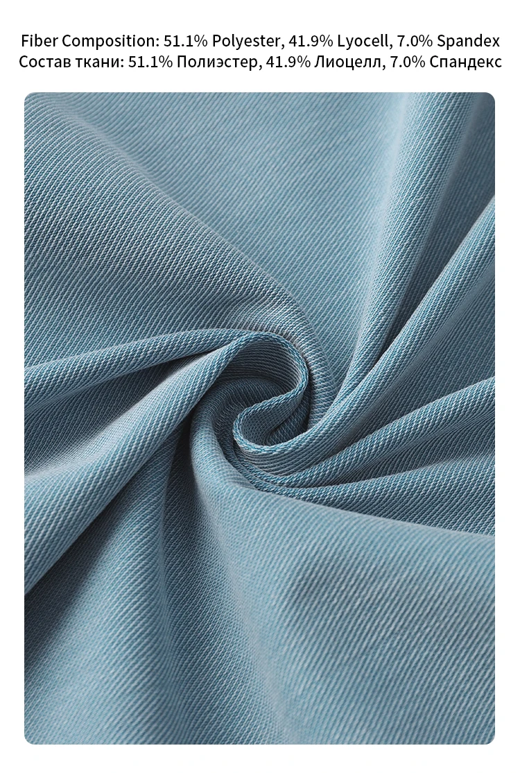 Damen-Jeans mit geradem Bein, Hose aus Lyocell-Stoff mit elastischem Bund, locker geschnittene Hose, schmal geschnittene, weit geschnittene Hose für den Alltag. – Detail 4